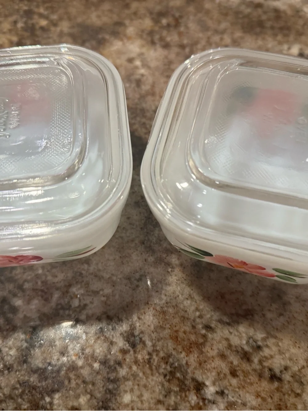 Vintage Fire-King Peach Blossom Gay Fad Refrigerator Dishes w Lids Set of 2